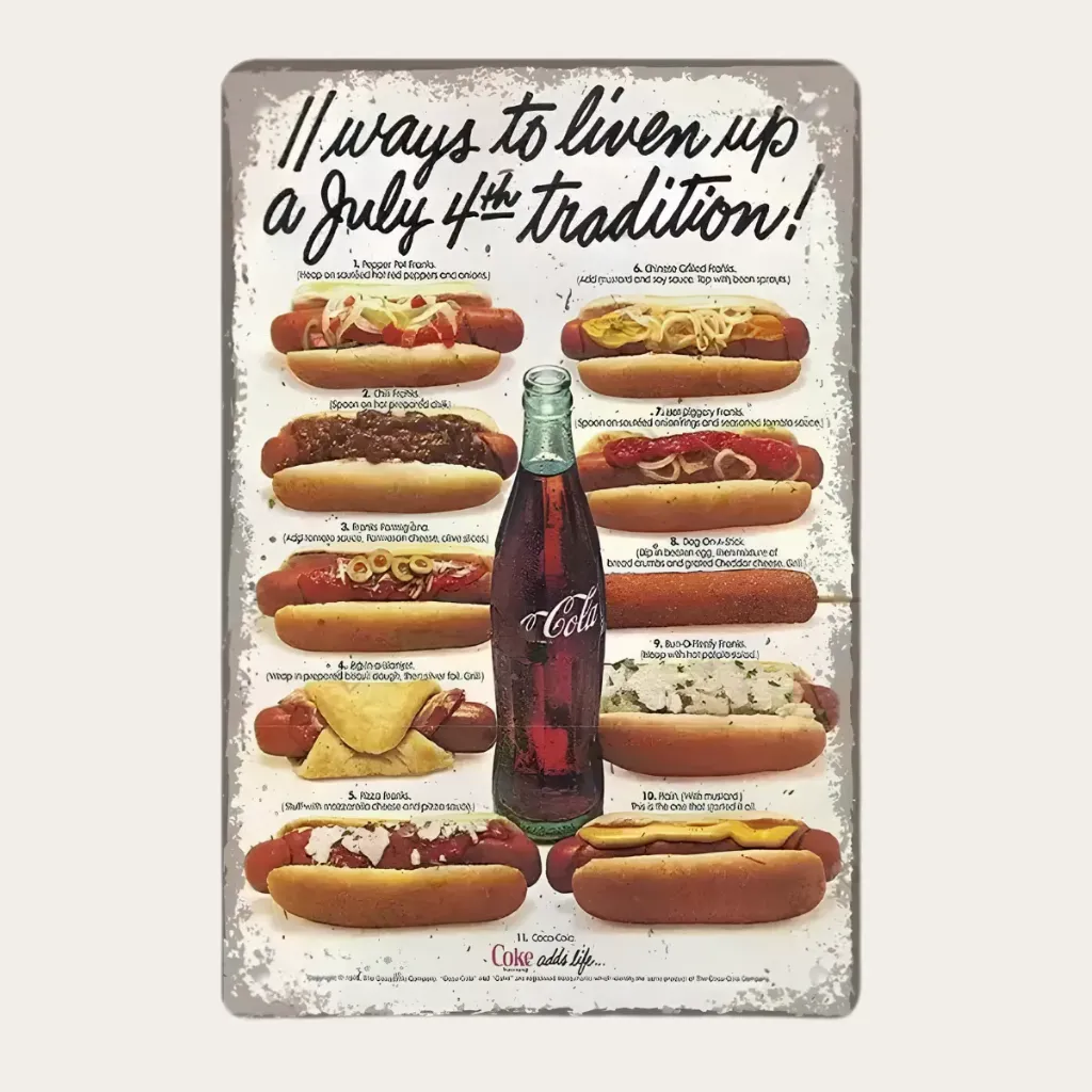 Retro Hotdog & Cola Sign 20x30cm